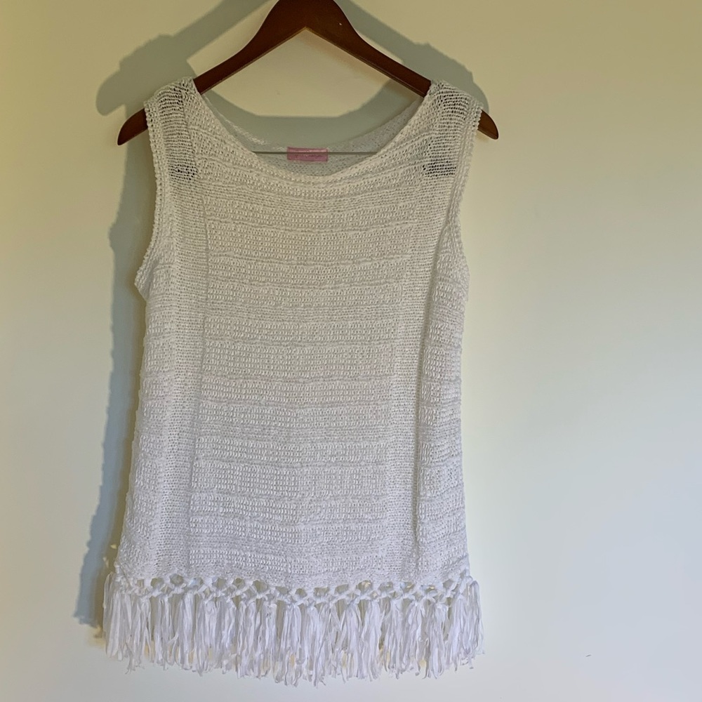 Lily Pulitzer white jewel neck tank top